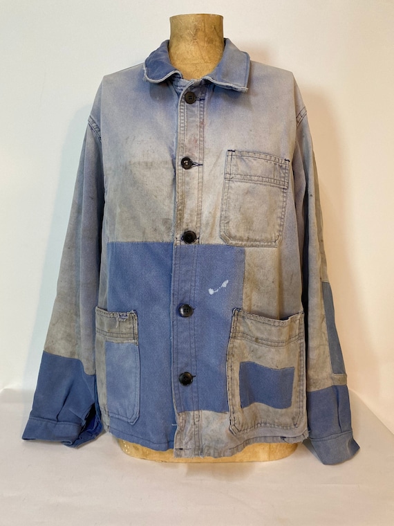 Vintage French Patchwork Workwear Bleu de Travail… - image 1