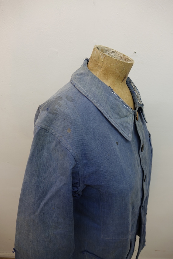 Vintage French Bleu de Travail Patched Workwear C… - image 8