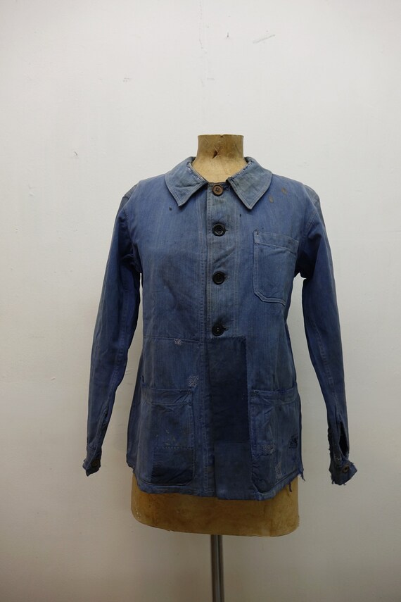 Vintage French Bleu de Travail Patched Workwear C… - image 4