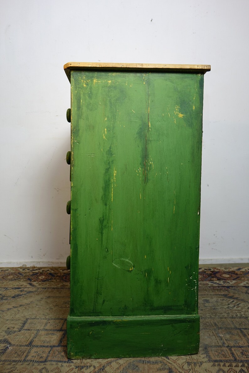 Vintage Painted Pine Chest of Drawers With a Distressed Green Etsy UK