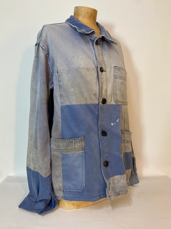 Vintage French Patchwork Workwear Bleu de Travail… - image 5