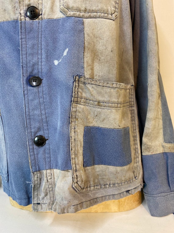 Vintage French Patchwork Workwear Bleu de Travail… - image 8