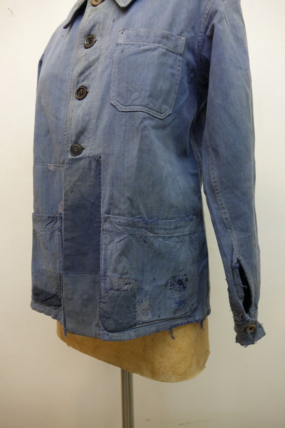 Vintage French Bleu de Travail Patched Workwear C… - image 7