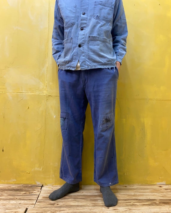 Vintage French Bleu de Travail Workwear Chore Trou
