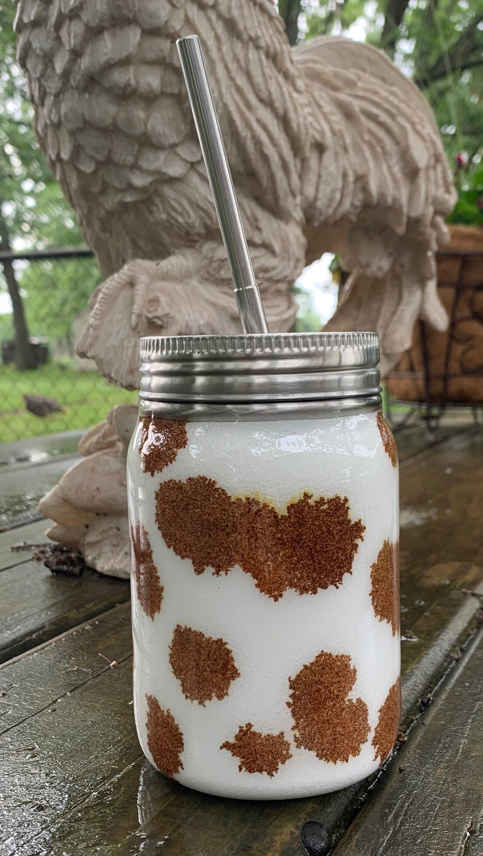 Epoxy Cowhide Cow Print Stainless Steel Mason Jar Tumbler Etsy