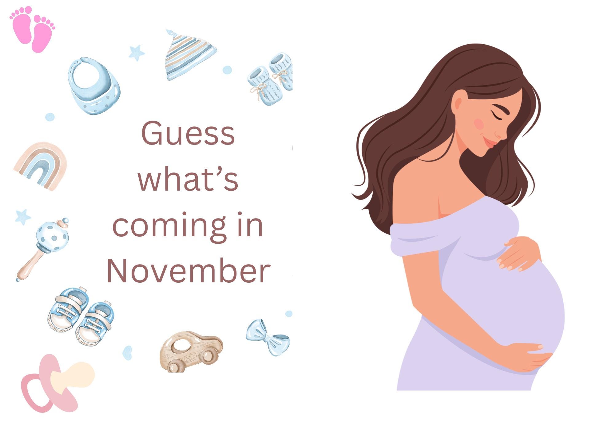 Greeting Card Announcing the Pregnancy and the Birth of a Baby in the ...