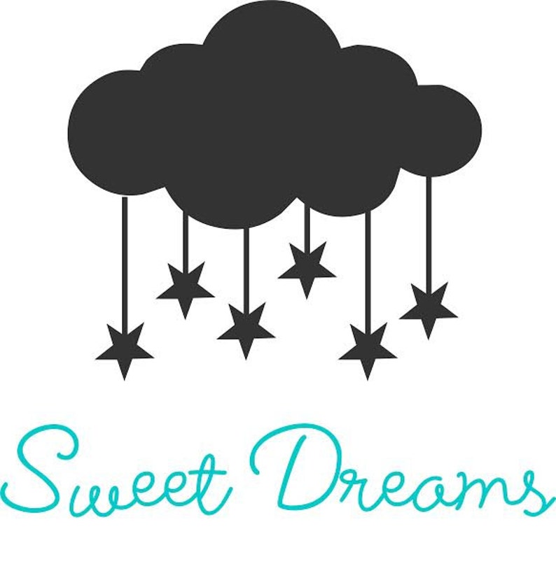 Large wall decor Nursery Decor Home Decor Sweet Dreams Sweet Dreams Cloud and Falling Stars Vinyl DecalSticker
