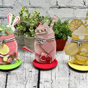 DIY paint kit mason jar, Wood cutout mason jars, Paint your own wood kit, Strawberry, Lemonade, Easter wood kit, Karens Kraft Room