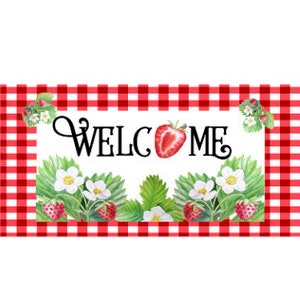 Strawberry wreath sign, Strawberry summertime sign, home decor, wall hanging