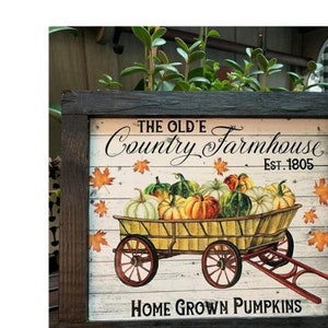 Fall Sign, Pumpkin Sign, Wood Frame Sign, Farmhouse Style, Country ...