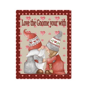 Wreath sign, Valentines day sign, Gnome sign, Valentines gnomes,  Wreath attachment, Home decor