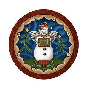 Christmas wreath sign, wreath attachment, Angel snowman , Holiday decor, Wooden rail sign,