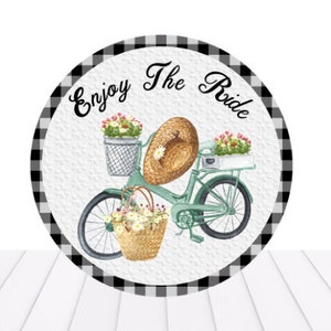 Wreath sign attachment or home decor wall hanging, Bicycle sign, Enjoy the ride