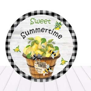 Lemon wreath sign, Wreath attachment, Home decor sign, Wall hanging. Summertime Lemons