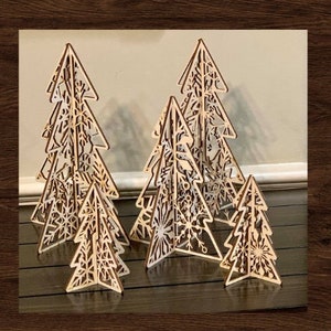 Standing wood Christmas trees, 3D Christmas trees,  Christmas decorations, Wood designs, Wood cutouts, Winter, Karens Kraft Room