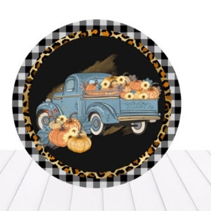 Fall truck wreath sign, wreath attachment, home wall decor sign, front door sign, wall hanging, Karens Kraft Room sign