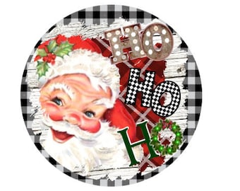 Wreath sign, Santa face, Christmas sign, Christmas wall hanging,  Holiday decor, Wooden rail sign,