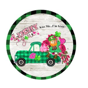 St. Patricks day wreath sign,  Home decor, Wooden rail sign,