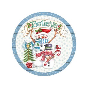 Christmas wreath sign, wreath attachment,Blue and white snowman, Holiday decor, Wooden rail sign,