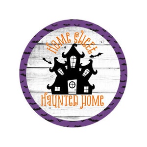 Halloween wreath sign,Haunted house Wreath attachment, Wall hanging, Wooden rail attachment, Home decor, Halloween decoration