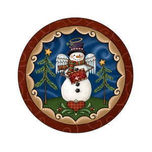Christmas wreath sign, wreath attachment, Angel snowman , Holiday decor, Wooden rail sign,