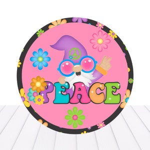Hippie peace gnome sign, wreath sign, wreath attachment, Home decor, wall hanging