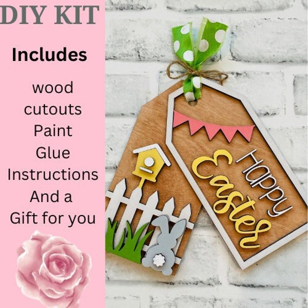 Easter DIY wood kit, Easter tags, Tag hanger, Easter decoration, Wood cutouts, Wood kits, Paint your own, Karens Kraft Room