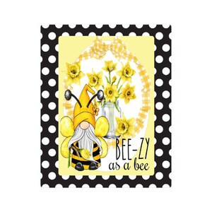 Wreath sign attachment, home decor wall hanging, bee sign, black white and yellow bee sign.