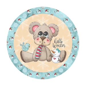 Christmas bear Wreath sign, Metal sign, Wreath attachment, Whimsical Christmas sign,  Rail attachment sign, Wreaths