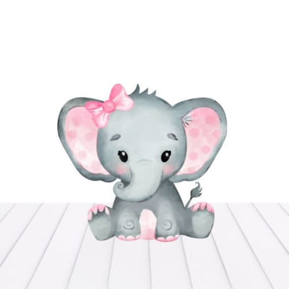 Pink Floral Girl Elephant Baby Shower 16 PNG Images Set By, 45 OFF