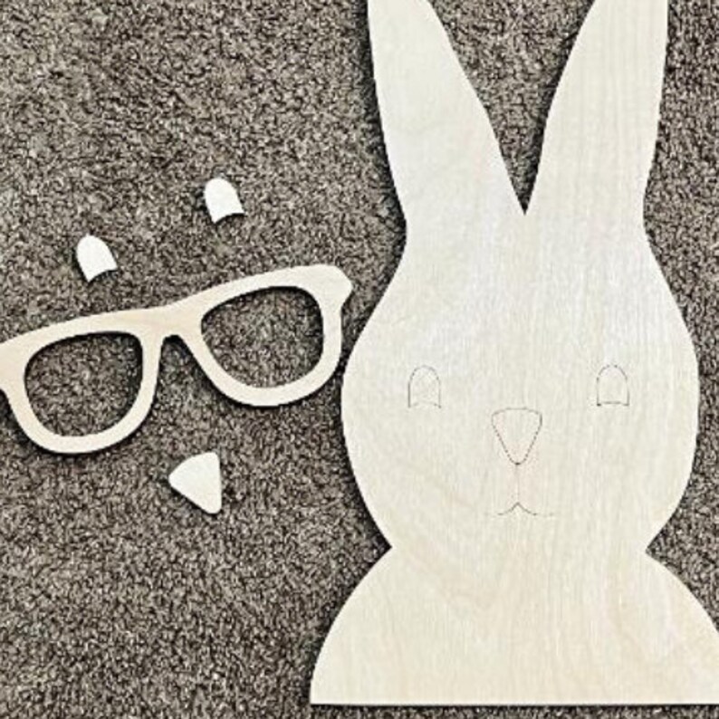 Bunny With Glasses Door Hanger Easter Wood Kit DIY Kit - Etsy