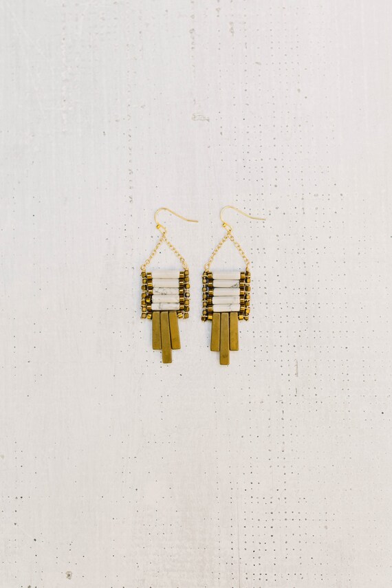 Items similar to Howlite Ladder Earrings on Etsy
