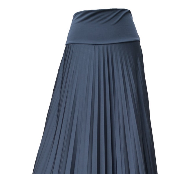 MIDNIGHT GRAY Flare Jersey Pleated Maxi Skirt | Modest Long Skirt | Islamic Clothing S M L XL 2XL 3XL 4XL