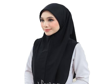 Hijab Hayaa Clothing in crepe di muschio nero, istantaneo, Hijab Express