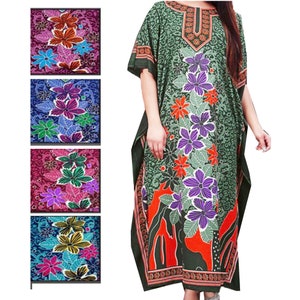 Women Caftan LoungeWear Printed BATIK Ethic Kaftan Free Size Length 52&quot; Chest 62&quot; Plus Size