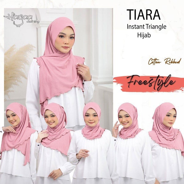 Hayaa TIARA Hijab triangular semiinstantáneo con volantes acanalados Hijab instantáneo sin cordones