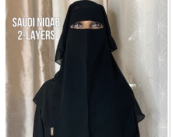 Niqab 2-laags zwarte Saoedische Niqab