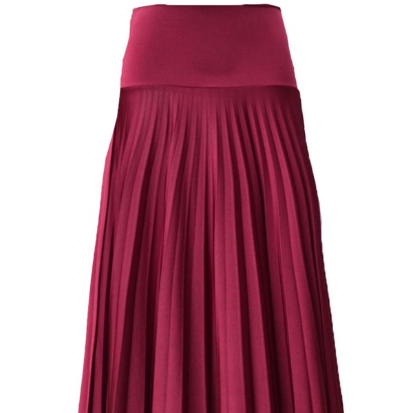 CRANBERRY Flare Jersey Pleated Maxi Skirt | Modest Long Skirt | Islamic Clothing X- Small