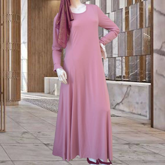 Rose Pink Jersey Maxi Dress with Full 