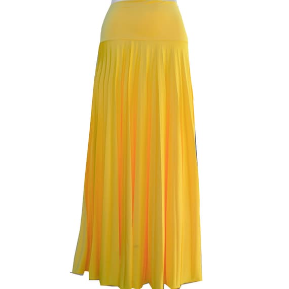 yellow pleated maxi dress