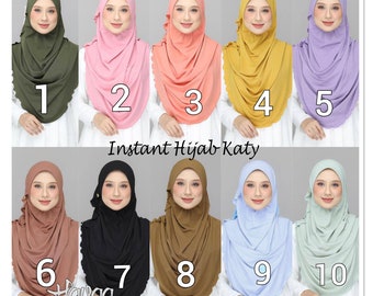 HC USA Seller Black White Slip-on Easy Instant Malaysian Hijab Moss Crepe Large 