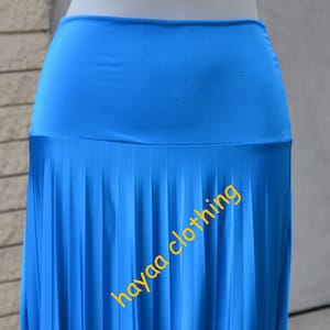 Cyan BLUE Flare Jersey Pleated Maxi Skirt | Modest Long Skirt | Islamic Clothing XX-Small