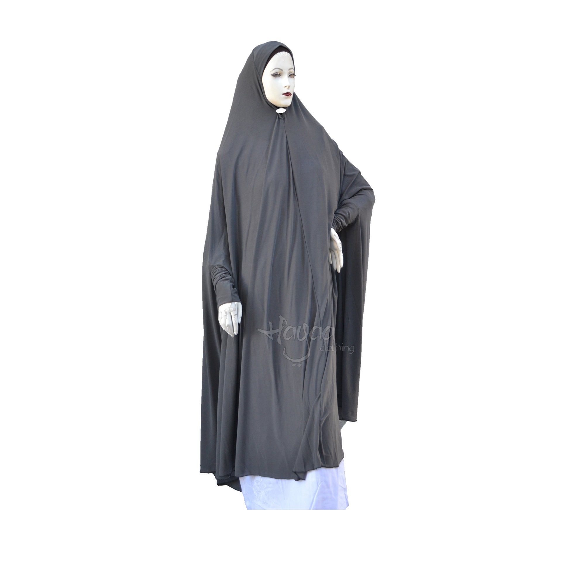 GRAY 1-pc Overhead Muslim Prayer Outfit 
