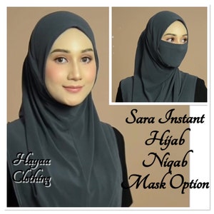 SARA Instant Hijab Mosscrepe Niqab Mask Option
