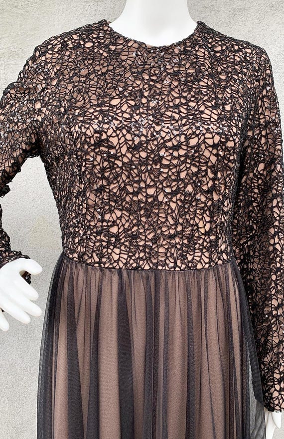 Taupe Lace Top Tulle Maxi Dress: Long Sleeve Modest Islamic Dress - Etsy