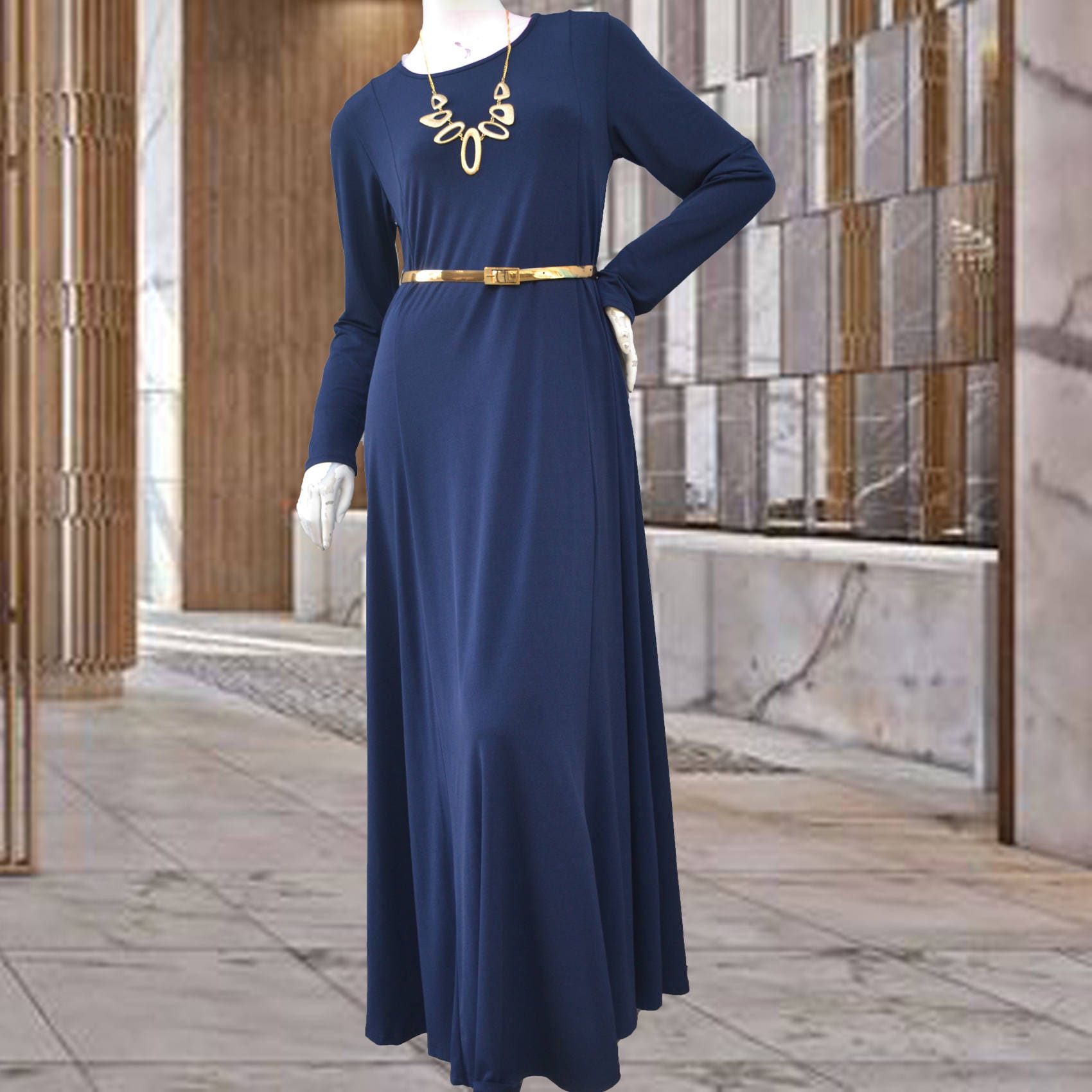 Navy jersey maxi dress Clearance