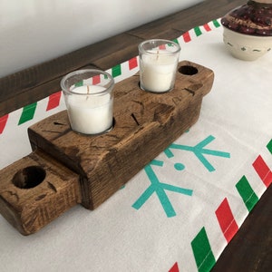Barn beam votive candle holder