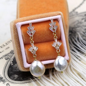 Pearl Earrings, Bride Bridal Earrings, Art Deco Earrings, Pearl Drop Earrings, Bridesmaid Gifts, 1920s Wedding Earrings, Art Deco Jewelry