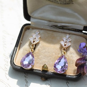 Lavender Purple Amethyst Earrings, Art Deco Earrings, Bridal Bridal Earrings, Teardrop Earrings, Bridesmaid Gifts, Mother of the Bride 1920s