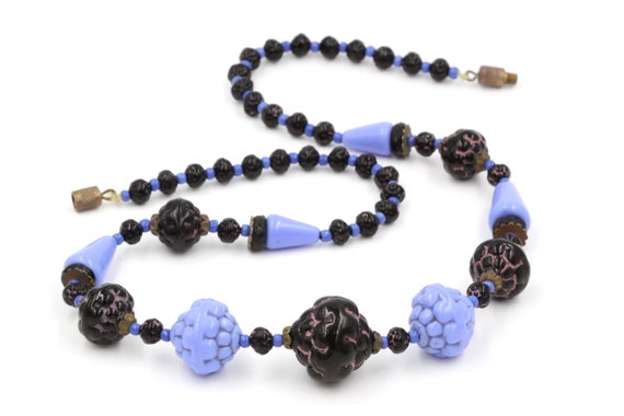 Czech glass bead necklace, 1930s 1940s vintage unu